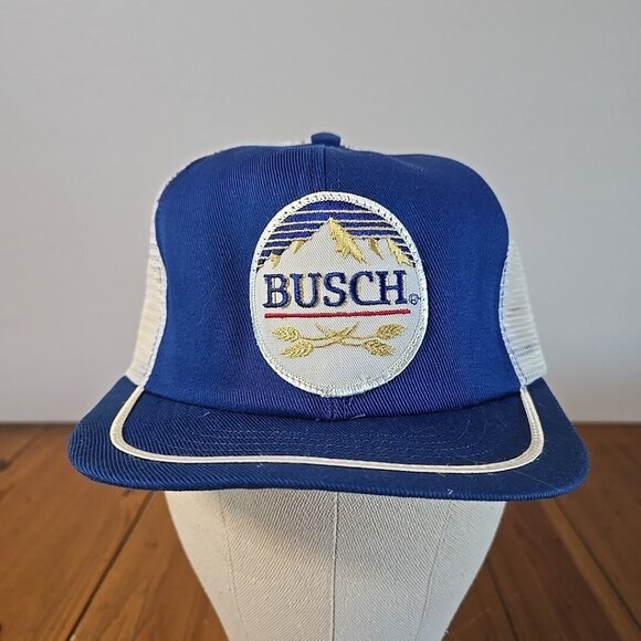 Busch Beer Snapback Hat Mesh Adjustable Blue - Picture 1 of 8